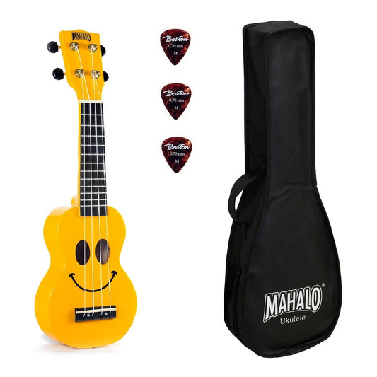 Mahalo SMILINOYW Ukulele sopranissimo, galben, husă, pene