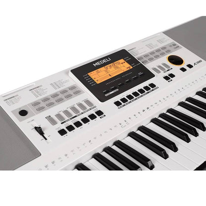 Medeli A300W Orgă electronică, 61 clape dinamice, 618 tonuri, 200 stiluri, USB-MIDI, alb
