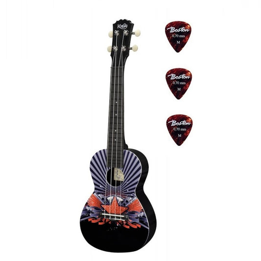 Korala PUC30011 – Ukulele concert, policarbonat, 61 cm, set cu 3 pene