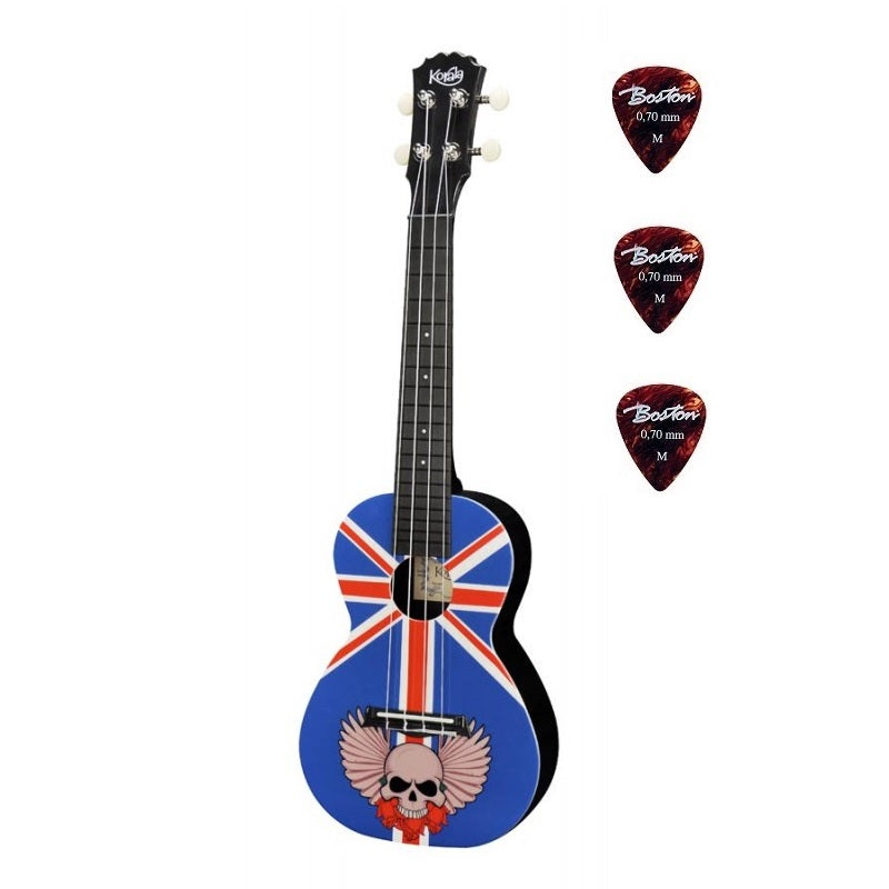 Korala PUC3003 – Ukulele concert, policarbonat, 61 cm, set cu 3 pene