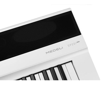 Medeli SP201+WH Pian digital de scenă, 88 clape hammer action (K6S), Bluetooth, 25 tonuri, 2 x 20W, alb