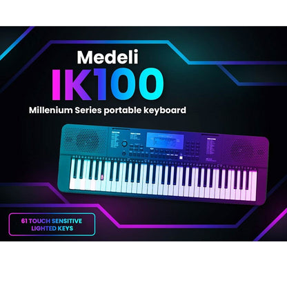 Medeli IK100 Orgă electronică, 61 clape dinamice iluminate, 480 tonuri, USB-MIDI