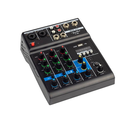 Boston F4A Mixer, 2 intrări mono + 1 stereo, player USB, interfață audio, phantom 48V, efect delay