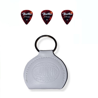 TurboVoice KR85WH Breloc suport pene chitară, piele, 3 pene, alb