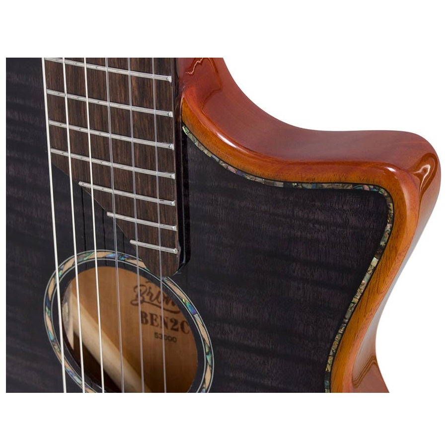 Bromo BEN2CTBK – Chitară electro-acustică nylon hollow body, 6 corzi, cu cutie rigidă