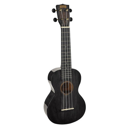 Mahalo MH2WTBK – Set ukulele concert, gât larg 40 mm, finisaj negru transparent, cu husă și corzi Aquila