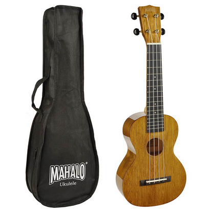 Mahalo MH2WVNA – Set ukulele concert, gât larg 40 mm, finisaj natur vintage, cu husă