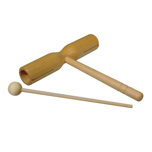 Hayman PA35 Woodblock dublu, model T, din lemn, mic, cu băț