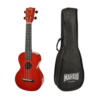 Mahalo MH2LTWR – Set ukulele concert stângaci, finisaj roșu transparent, cu husă