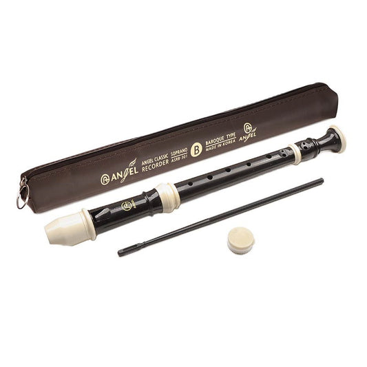 Angel ASRB301 Flaut sopran, sistem baroc, tonalitate DO, 3 piese, finisaj negru-fildes
