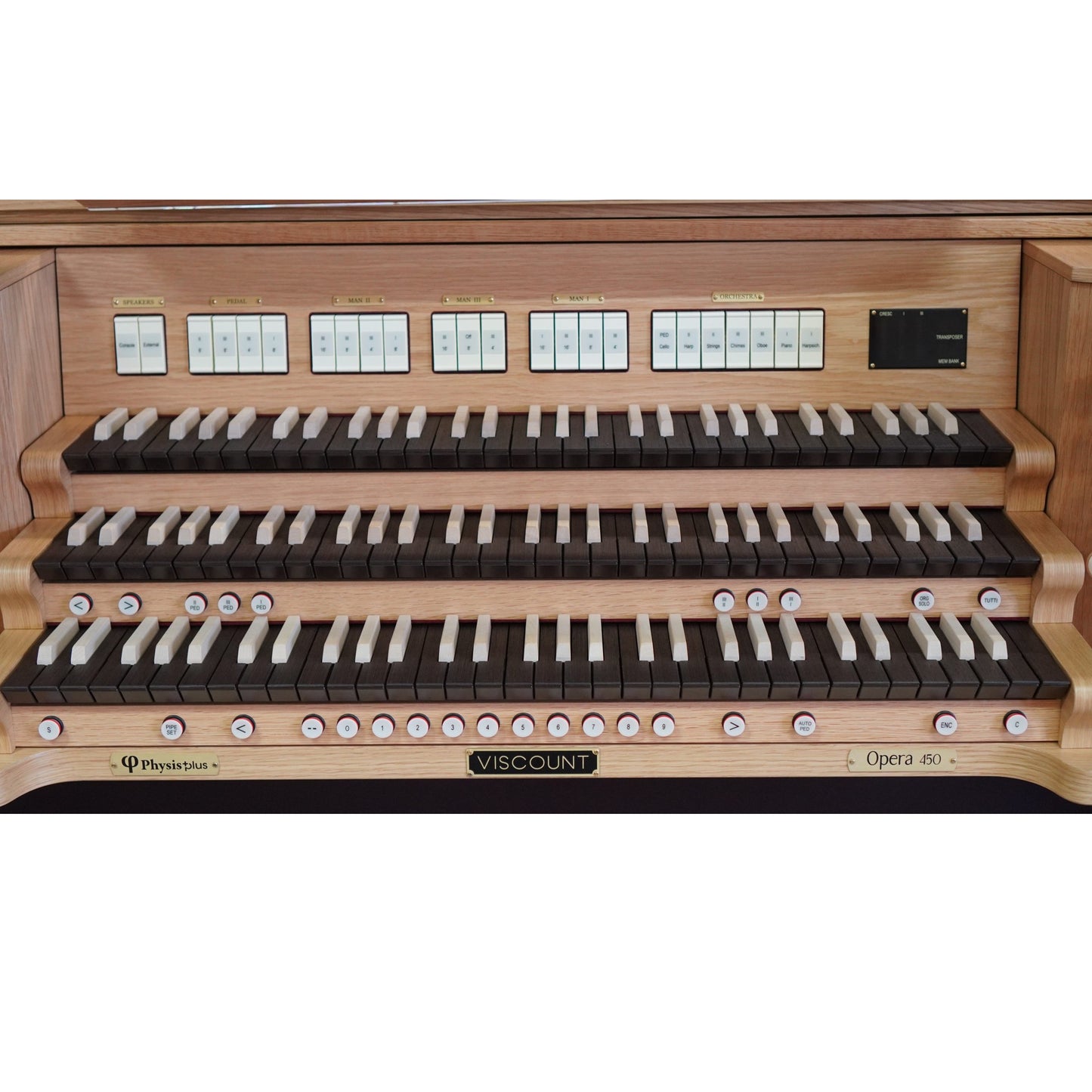 Viscount Opera 450 – Orga de biserică digitală cu trei claviaturi, pedalier cu 32 de note, 54 registre + 7 voci orchestrale, Physis Plus