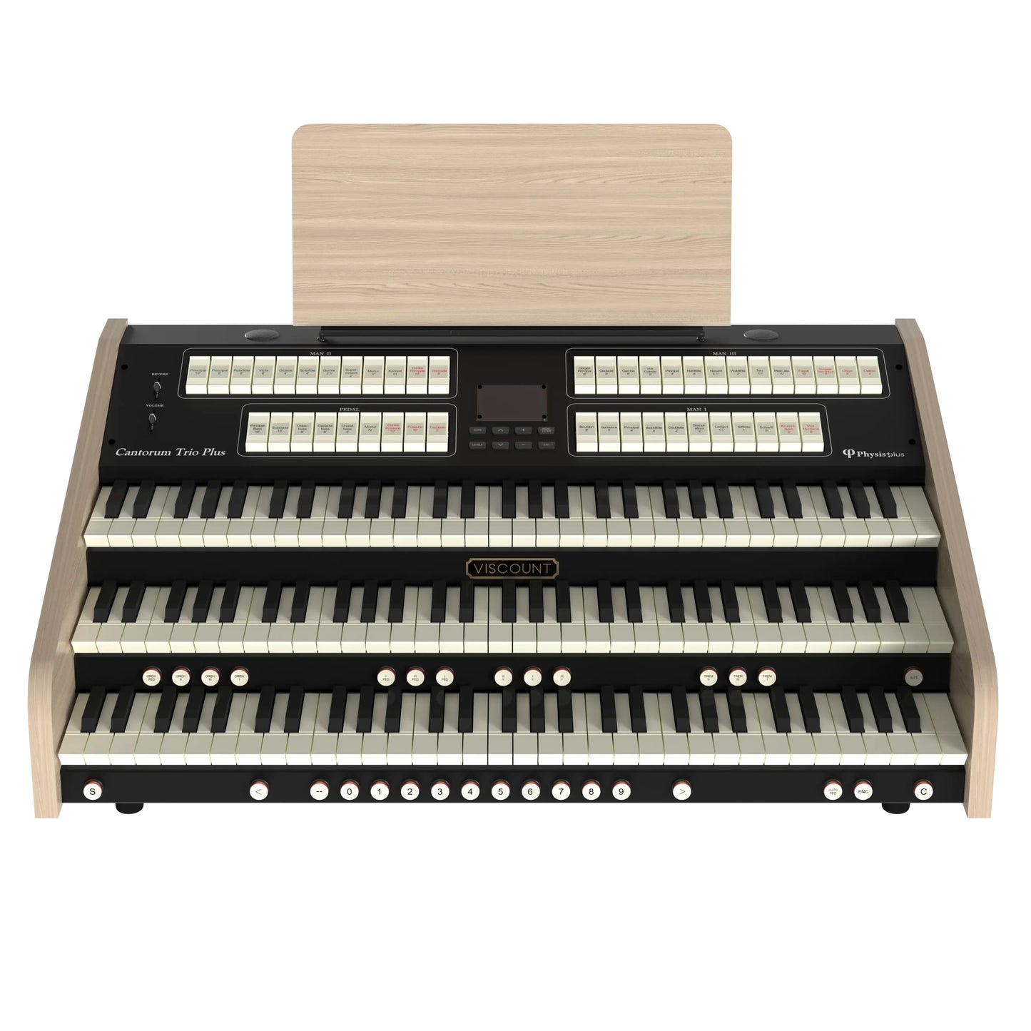 Viscount Cantorum Trio Plus – Orga de biserică digitală cu trei claviaturi, Physis Plus, 46 de registre, 4 voci orchestrale