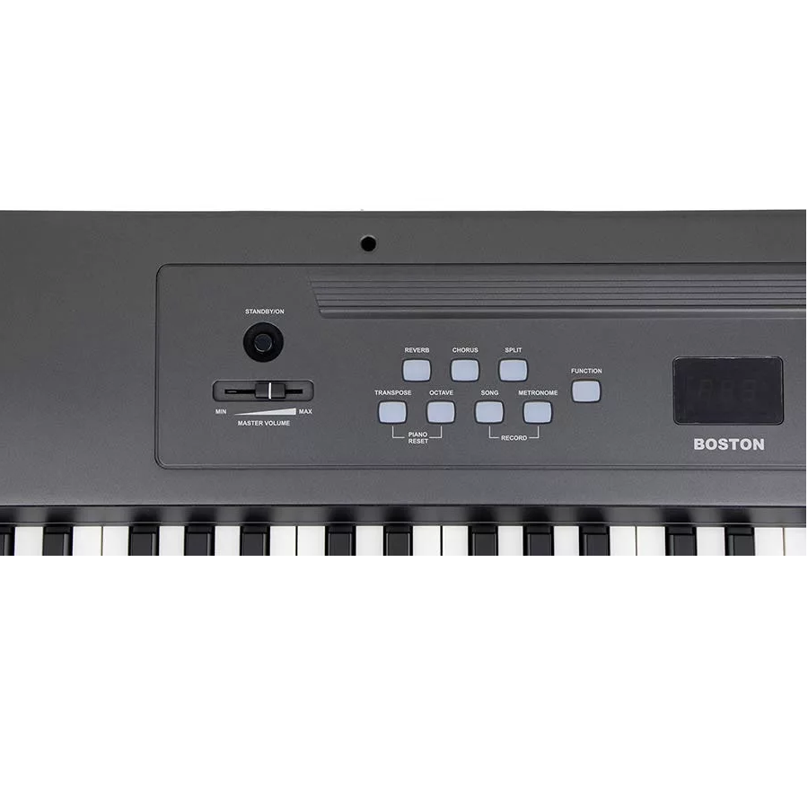 Boston DSP388BK – Pian digital de scenă, 88 clape hammer action, 8 voci, USB/MIDI, 2x10W, negru