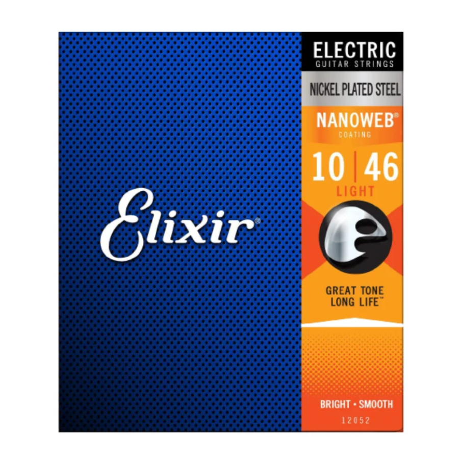 Elixir 12052 Nanoweb Set corzi pentru chitară electrică, Nickel Plated Steel, Light 010–046