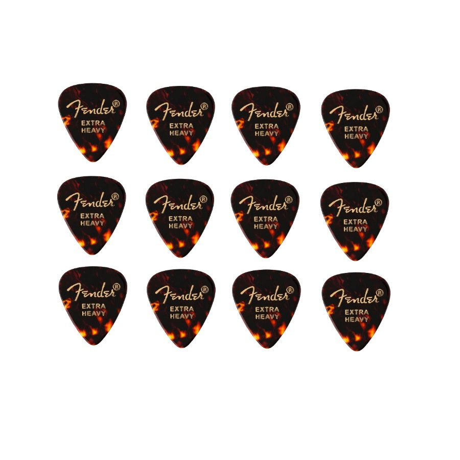 Fender 351 Shape Picks Set (1980351200) – Set pene de chitară, 12 bucăți, Extra Heavy, Tortoise Shell