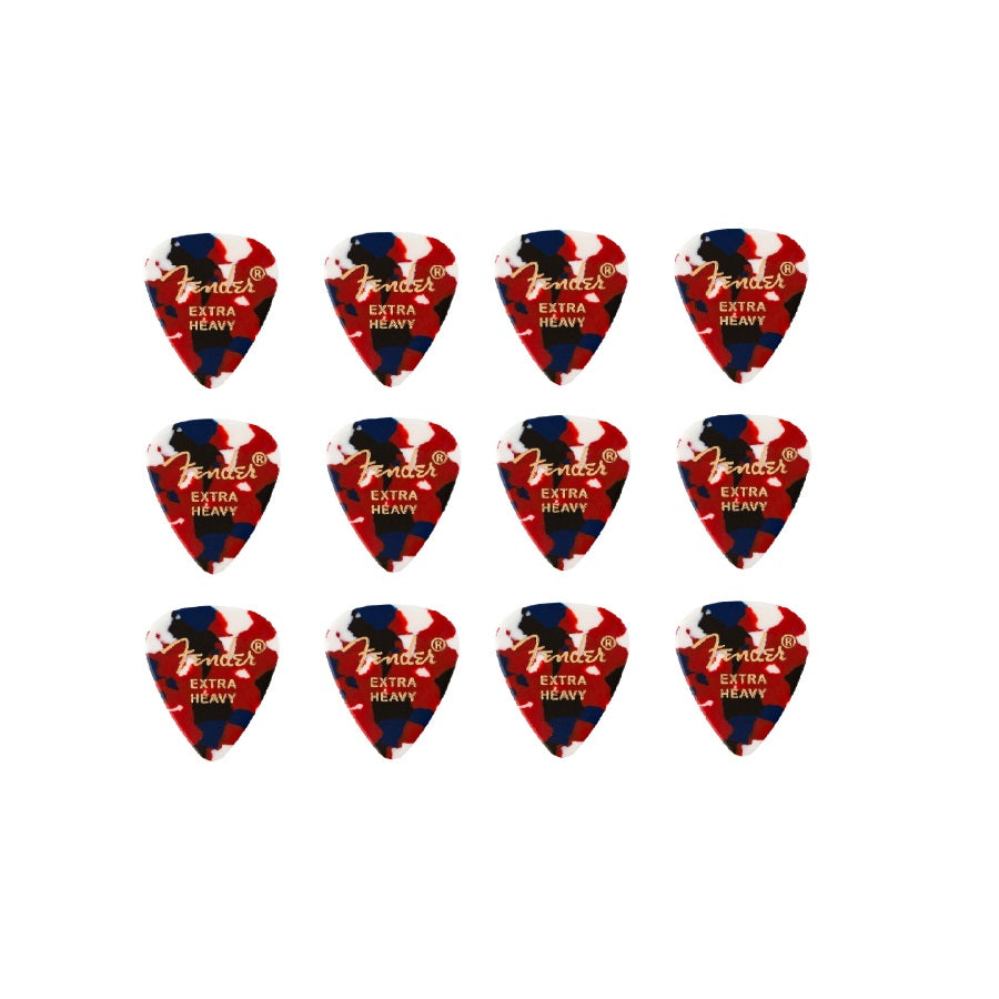 Fender 351 Shape Premium Picks Set (1980351250) – Set pene de chitară, 12 bucăți, Extra Heavy, Confetti