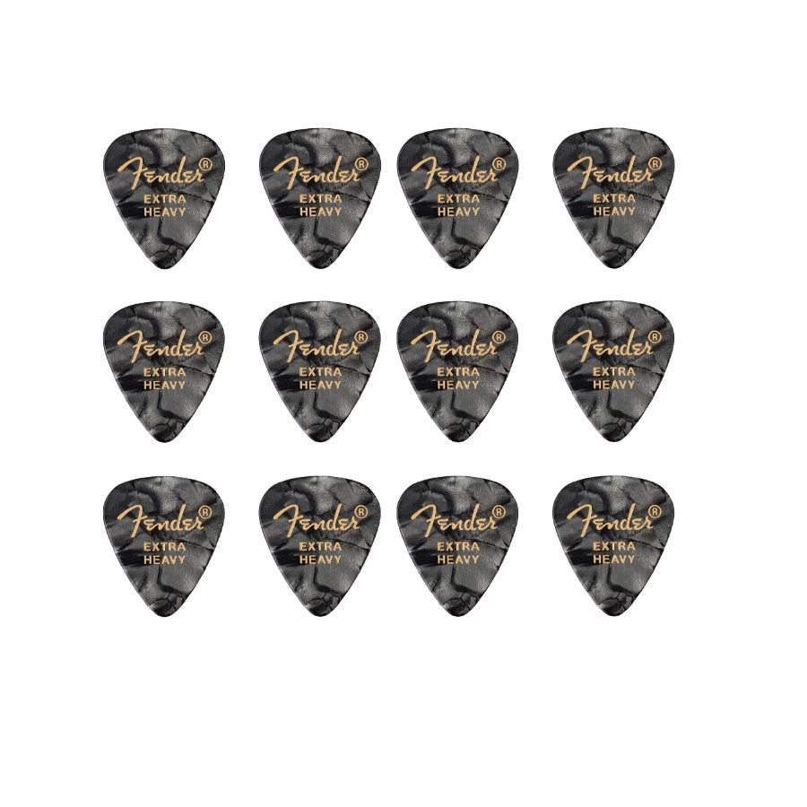 Fender 351 Shape Premium Picks Set (1980351643) – Set pene de chitară, 12 bucăți, Extra Heavy, Black