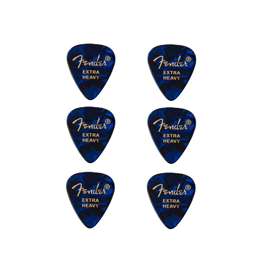 Fender 351 (1980351602) – Set de pene de chitară Premium Shape, 6 bucăți, Extra Heavy, Blue
