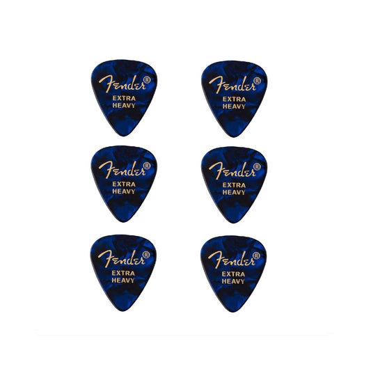 Fender 351 (1980351602) – Set de pene de chitară Premium Shape, 6 bucăți, Extra Heavy, Blue