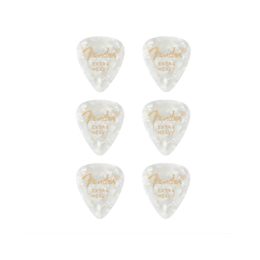 Fender 351 (1980351605) – Set de pene de chitară Premium Shape, 6 bucăți, Extra Heavy, White
