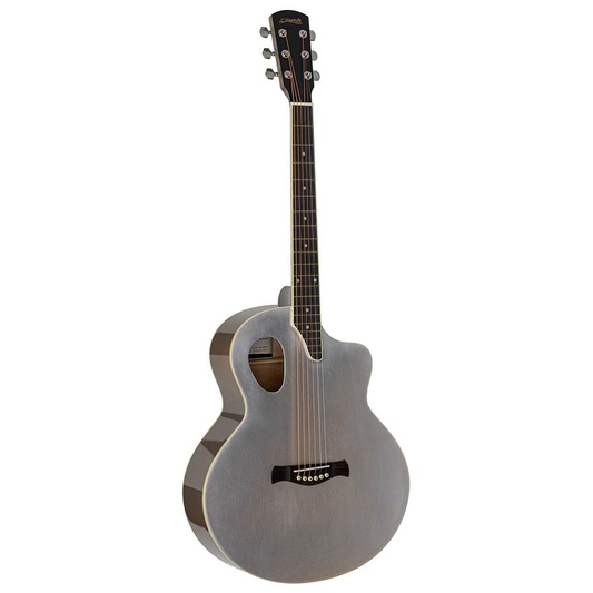 Nashville GOF105MGR Chitară acustică cu gaură de rezonanță offset, Quilted Agathis, Mouse Grey