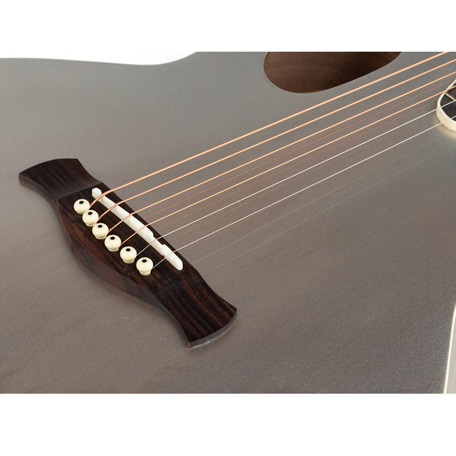 Nashville GOF105MGR Chitară acustică cu gaură de rezonanță offset, Quilted Agathis, Mouse Grey