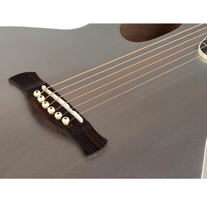 Nashville GOF105MGR Chitară acustică cu gaură de rezonanță offset, Quilted Agathis, Mouse Grey