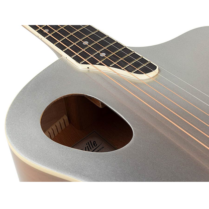 Nashville GOF105MGR Chitară acustică cu gaură de rezonanță offset, Quilted Agathis, Mouse Grey