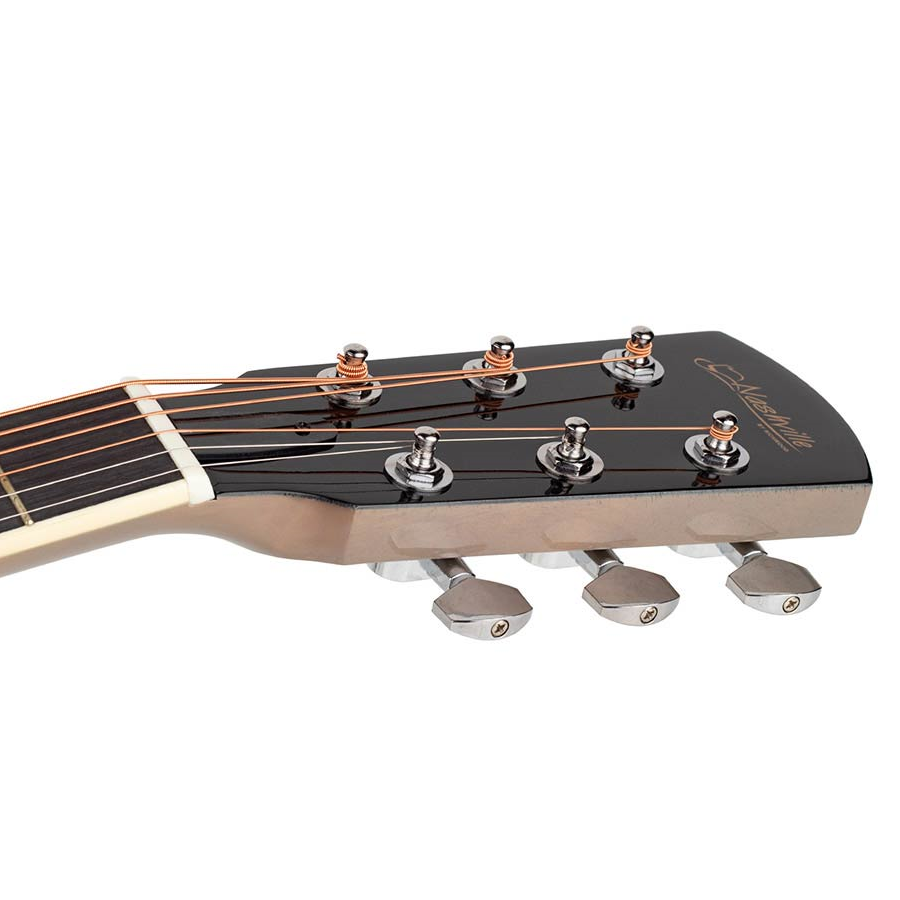 Nashville GOF105MGR Chitară acustică cu gaură de rezonanță offset, Quilted Agathis, Mouse Grey