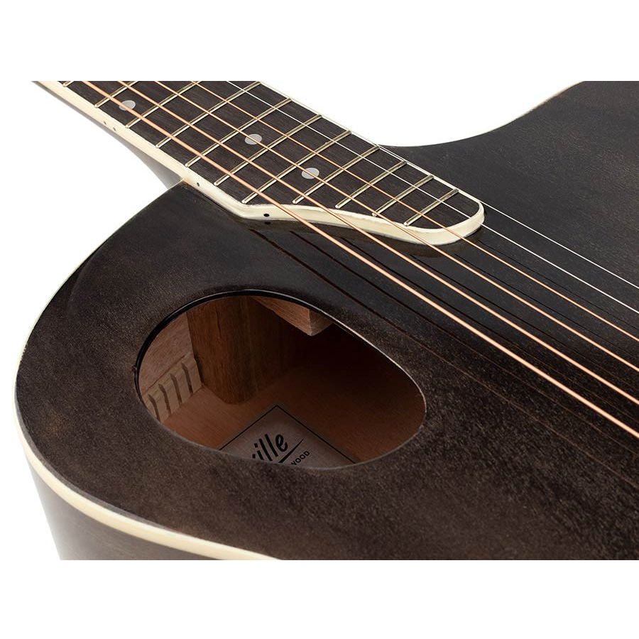 Nashville GOF110TBK Chitară acustică cu gaură de rezonanță offset,Transparent Black