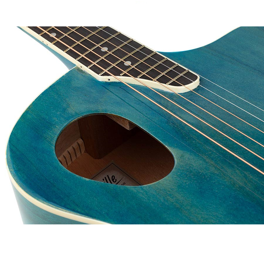 Nashville GOF110TBU Chitară acustică cu gaură de rezonanță offset, Transparent Blue