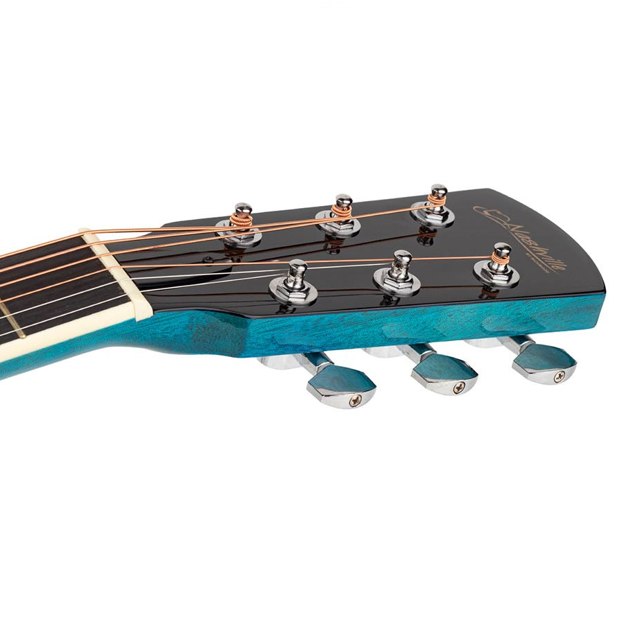 Nashville GOF110TBU Chitară acustică cu gaură de rezonanță offset, Transparent Blue