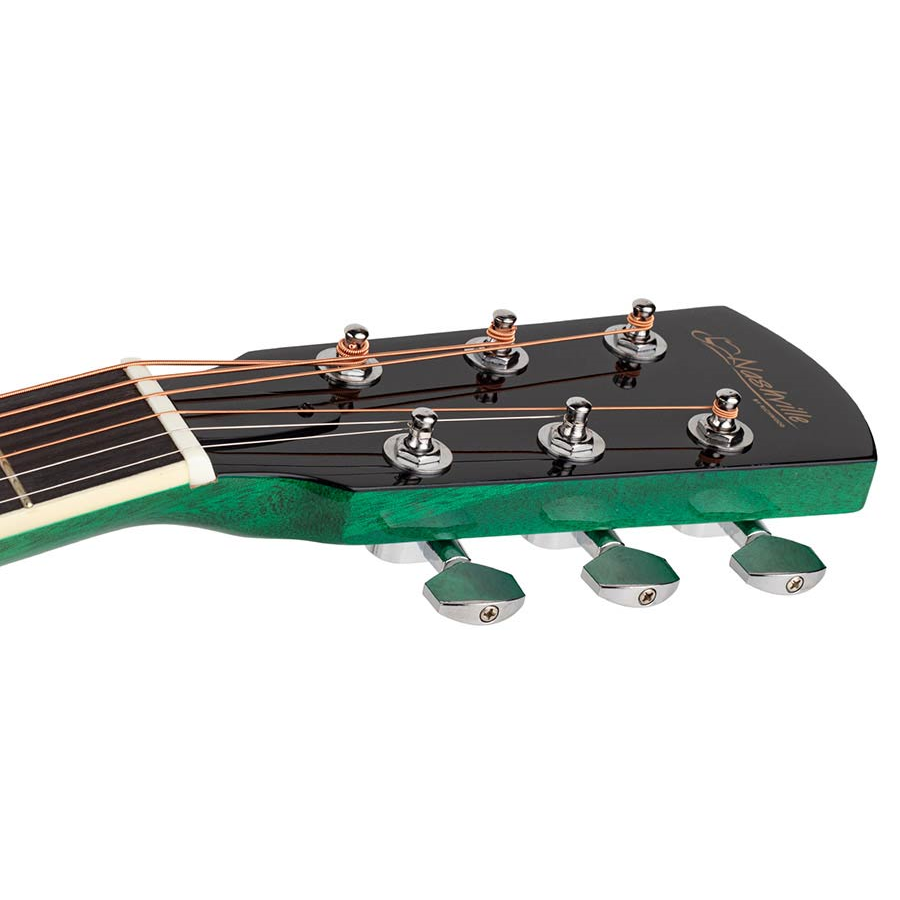 Nashville GOF110TGN Chitară acustică cu gaură de rezonanță offset, Transparent Green