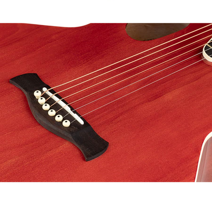 Nashville GOF110TRD Chitară acustică cu gaură de rezonanță offset, Transparent Red