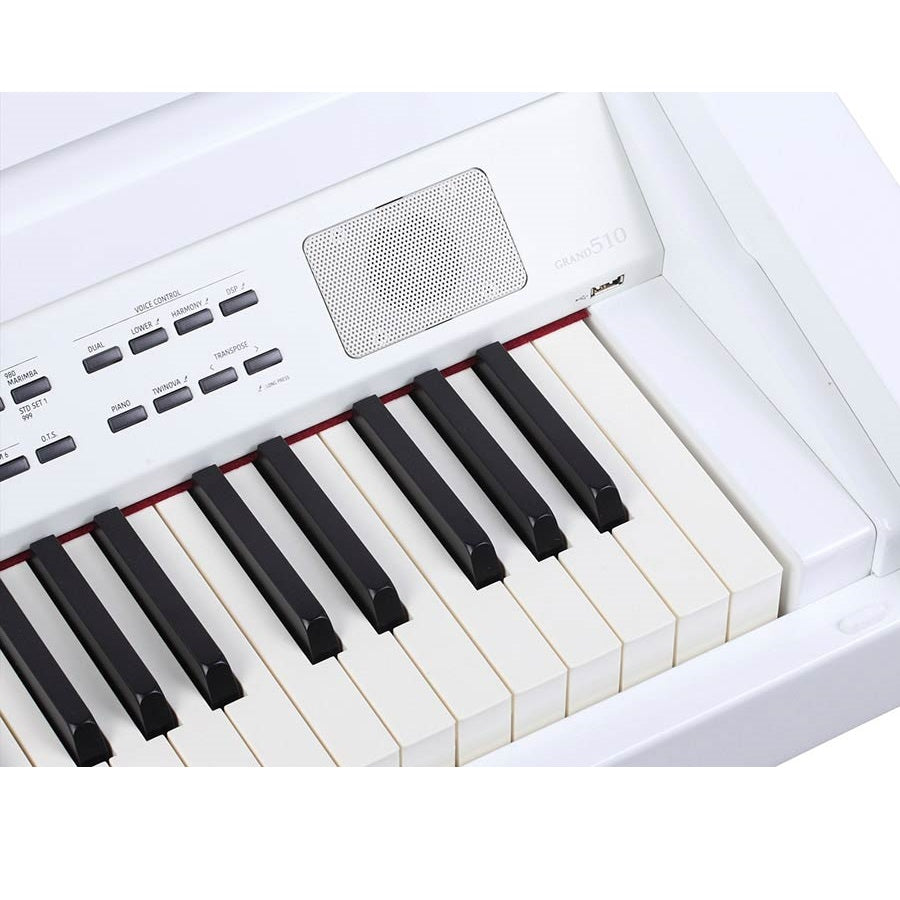 Medeli GRAND510WH Pian digital baby grand, claviatură cu 88 clape grele (K8), Alb lucios