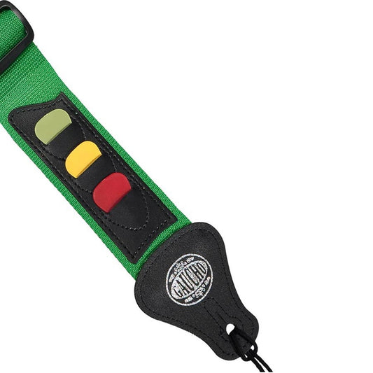 Gaucho GST55GN Curea chitară, 3 pene, verde