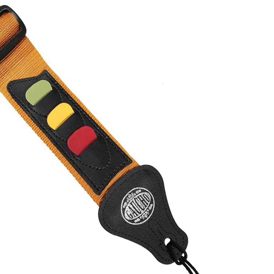 Gaucho GST55YE Curea chitară, 3 pene, galbenă