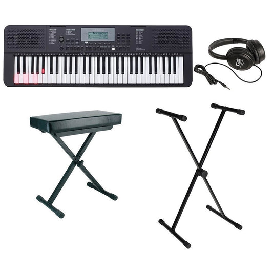 Set orgă Medeli IK100 cu căști, scaun și stativ, 61 clape dinamice iluminate, 480 tonuri, USB-MIDI