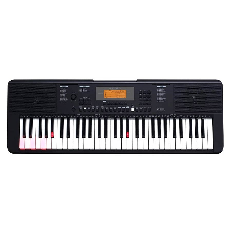 Set orgă Medeli IK200 cu căști, scaun și stativ, 61 clape dinamice, 585 tonuri, 202 ritmuri, USB-MIDI, intrare microfon