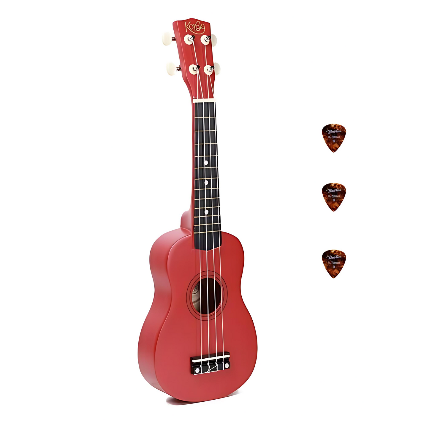 Korala UKS15RD – Set ukulele sopran, 3 pene, roșu mat (fără husă)