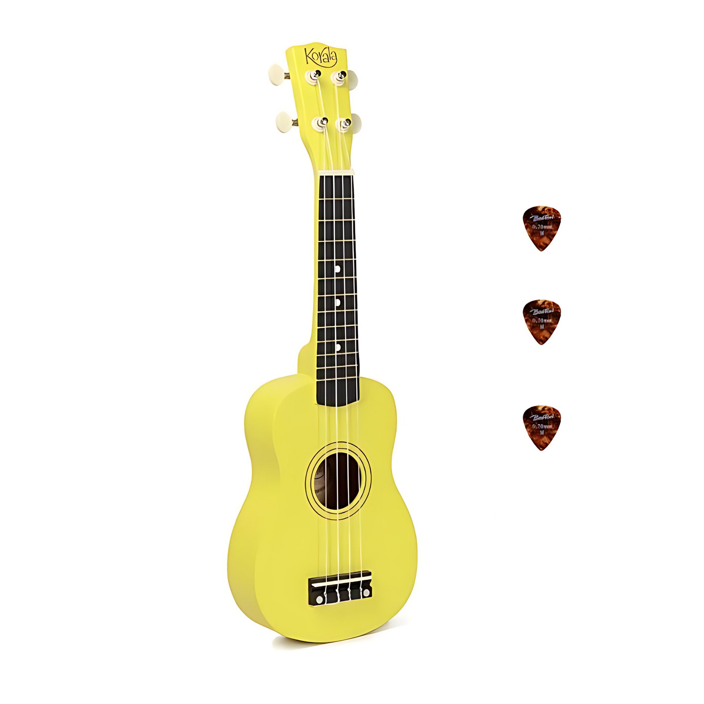 Korala UKS15YE – Set ukulele sopran, 3 pene, galben mat (fără husă)