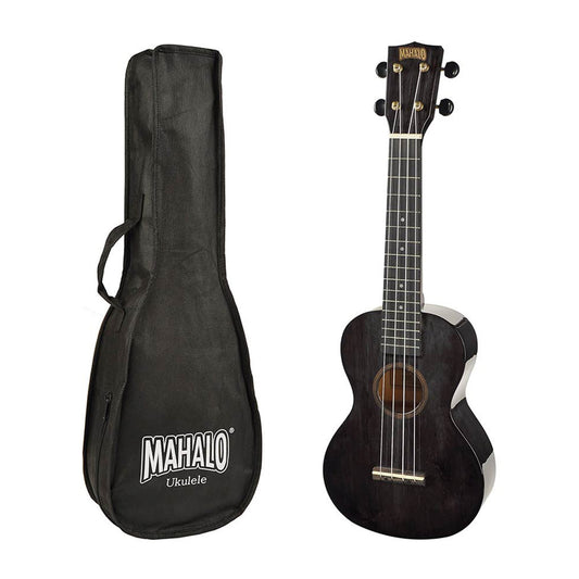 Mahalo MH2LTBK – Set ukulele concert stângaci, finisaj negru transparent, cu husă