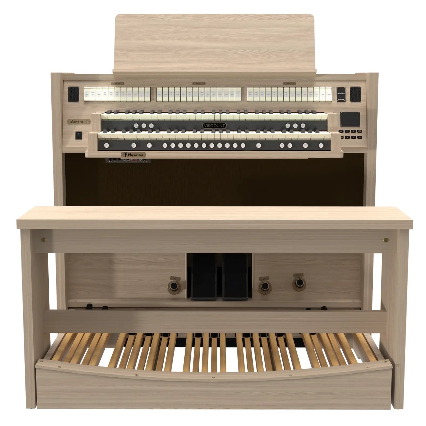 Viscount Maestro 40 – Orga de biserică digitală cu 2 claviaturi, pedalier cu 32 de note, 34 de registre + 4 voci orchestrale, Physis Plus