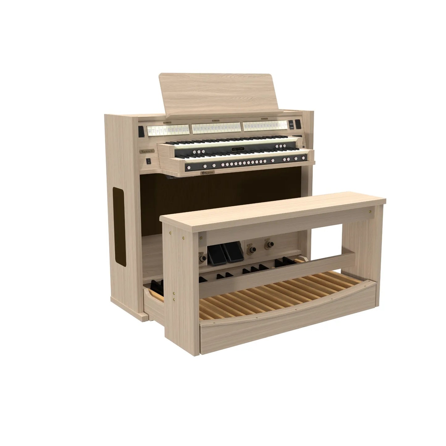 Viscount Maestro 40 – Orga de biserică digitală cu 2 claviaturi, pedalier cu 32 de note, 34 de registre + 4 voci orchestrale, Physis Plus