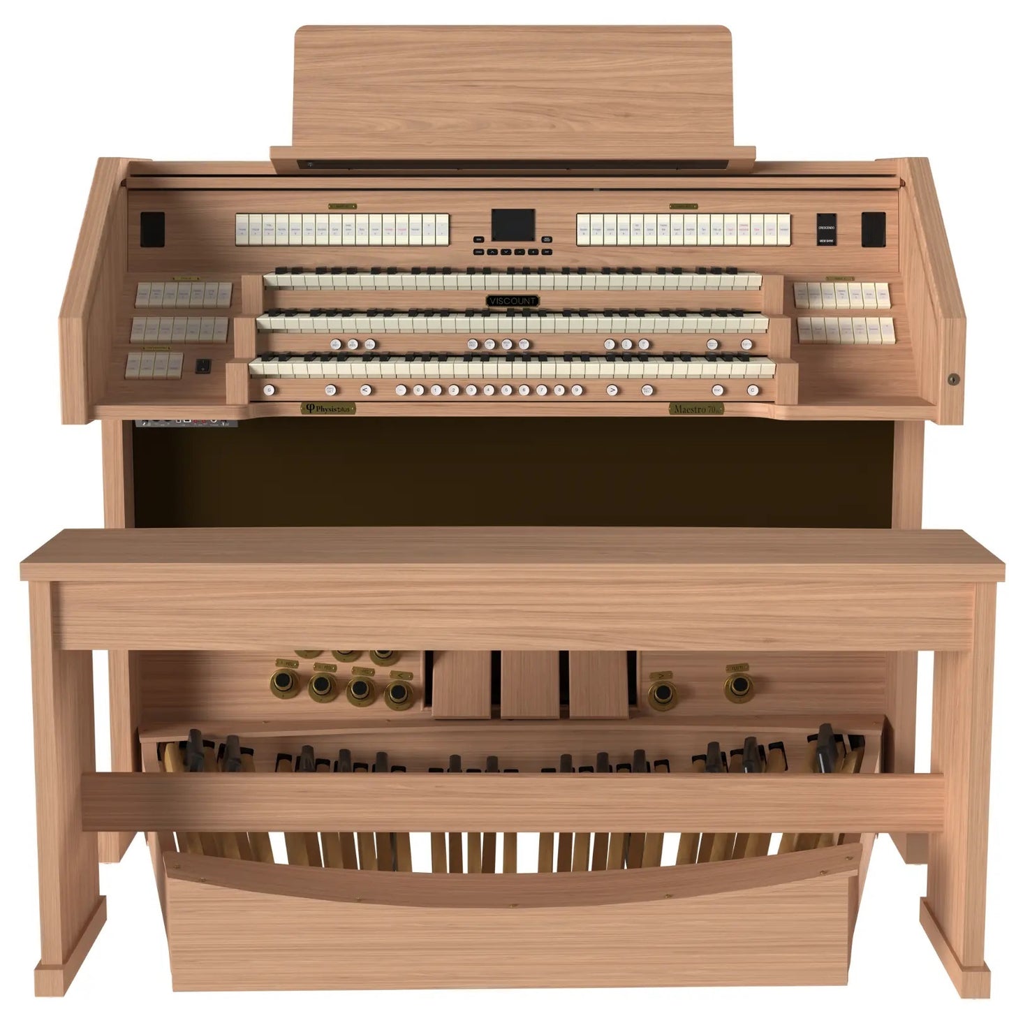 Viscount Maestro 70 Dlx – Orga de biserică digitală cu 3 claviaturi, pedalier cu 32 de note, 51 de registre + voci orchestrale, Physis Plus