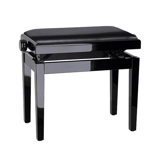 Boston PB10/1025 Banchetă pentru pian, reglabilă 48–56 cm, negru lucios, șezut negru
