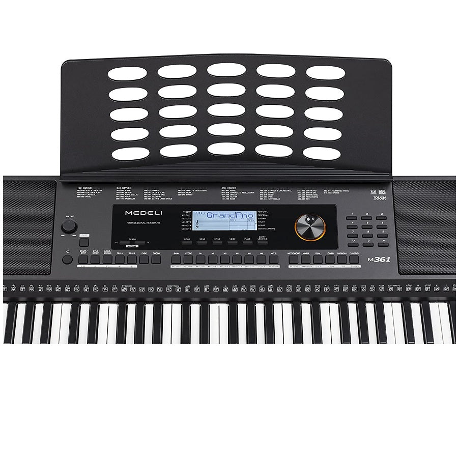 Medeli M361 Set orgă cu căști, scaun și stativ 61 clape dinamice, 653 sunete, USB și intrare microfon