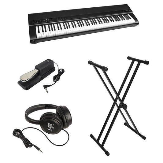 Set pian digital Medeli SP201 Basic1 cu pedală, căști și stativ, 88 clape hammer action, 192 note polifonie