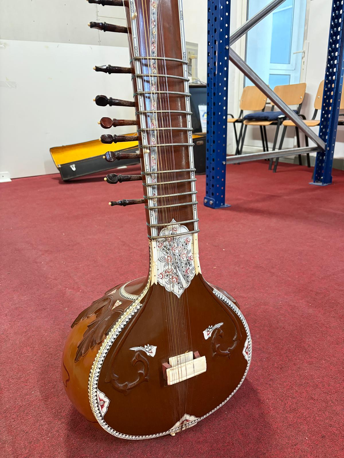 Sitar, Szitár Instrument de Colecție, Made in India, cutie, stare bună
