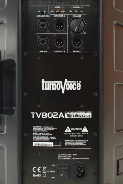 TurboVoice TV802A Boxă activă 2-way, Clasa D, 12” bass, DSP, 800 W